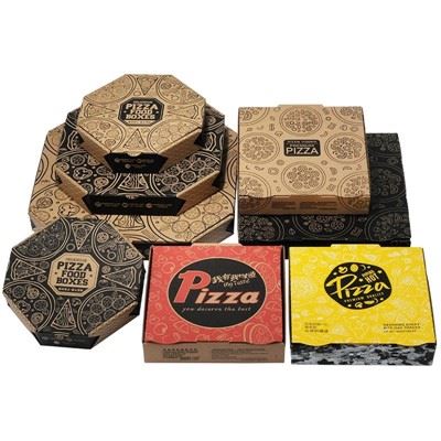 Hộp bao bì bánh pizza hình bát giác có logo khách hàng